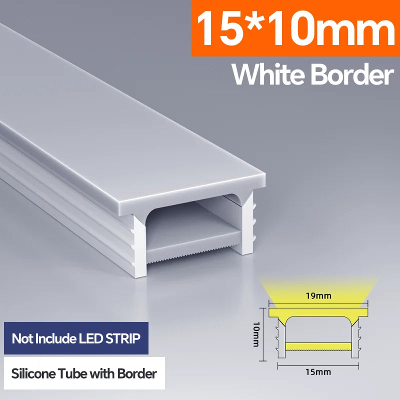 Light Strip Silicone Tube LED Diffuser Flexible Black and White Lampshade with Edge Contour Light Mask Plate Cover