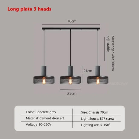 Industrial LED Pendant Light Retro Multi head Cement Hanging Fixture Living Room Bedroom Illumination Bar Dining Room Decors Lamp