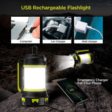 Camping Lantern Flashlight Rechargeable LED Bright Flashlight 3000mAh Power Bank Waterproof Emergency Flashlight Lantern USB