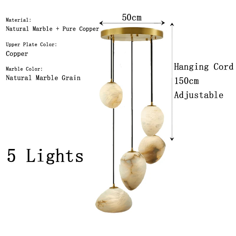 2026 New Designer Lustre Chandelier Marble Dimmable LED Ceiling Pendant Light Height-adjustable for Hotel Grand Foyer
