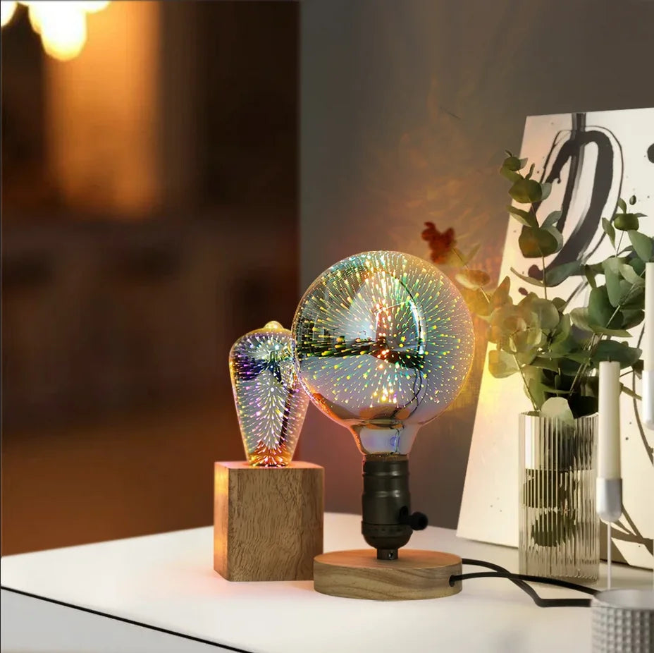 3D LED Light Bulb E27 220V ST64 G80 G95 G125 A60 Diamond Heart Decoration LED Lamp Bulb Holiday Lights Novelty Christmas Lamps