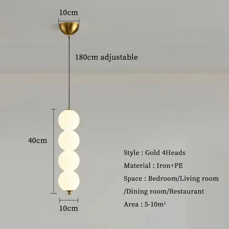 Bedroom Bedside LED Pendant Lights Ceiling Lamp for Living Dining Room Restaurant Indoor Lighting Decor PVC Ball Fixture Modern