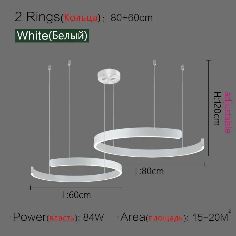 Nordic Designer Round LED Pendant Light - Modern Chandelier for Dining Room