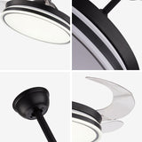 Modern Black LED Ceiling Fan Light with Remote Control 4 Clear Blades for Bedroom Living Room