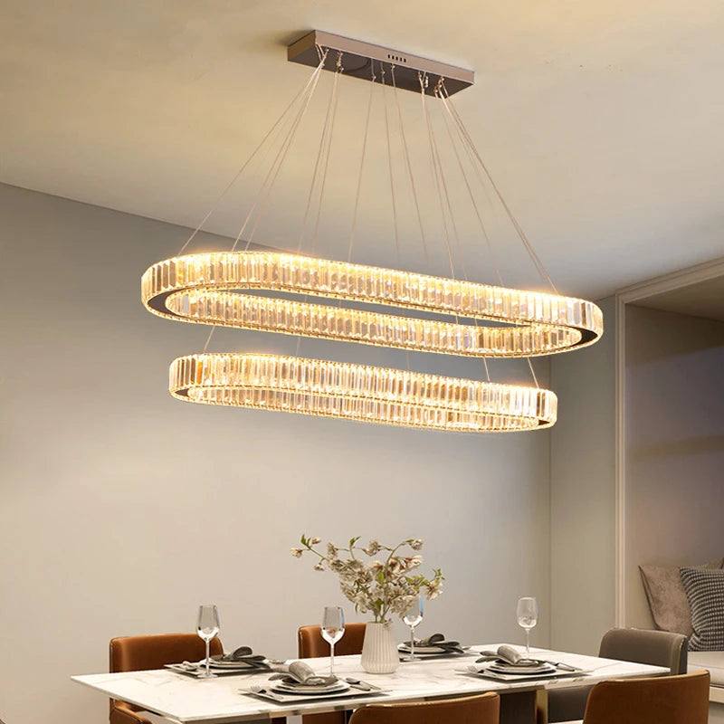 Modern Luxury Crystal Pendant Lights Home Dining Room Bar LED Lighting Lustre Decoration Indoor Ceiling Chandelier Lamp Fixtures