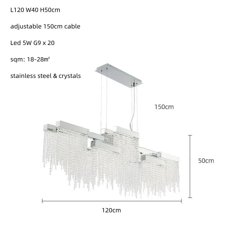 Postmodern Luxury K9 Crystal Chandelier Led G9 Chrome Steel Chandelier Dining Room Living Room Home Hanging Lighting Fixtures