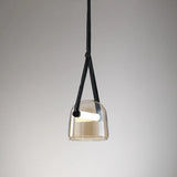 Modern Glass LED Pendant Light Art Leather Designer Bedside Hanging Lamp for Living Room Indoor Decorative Lighting