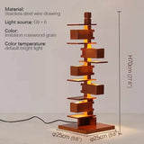 Taliesin Architectural Wooden LED Floor Lamp - Nordic Designer Stacked Column Standing Light Fixture for Living Room, Bedroom, Hotels & Villa Decor