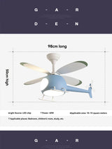 Children's Room Helicopter Ventilation Fan Lamp LED Eye Protection Lamp Ceiling Fan Lamp Room Lighting 110V~220V