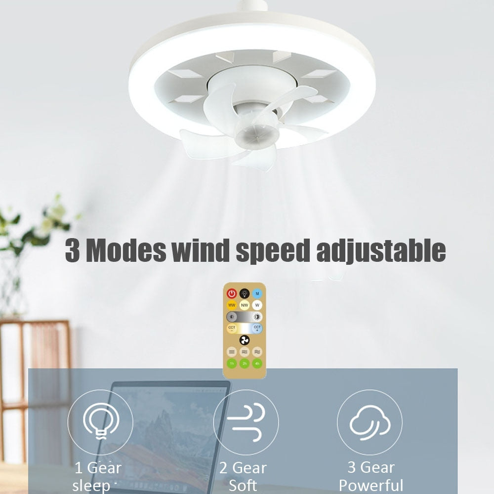60W Ceiling Fan E27 With Led Light And Remote Control 360 ° Rotation Cooling Electric fan Lamp Chandelier For Room Home Decor