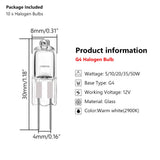 10-Pack G4 Halogen Bulbs - 12V JC Bi-Pin Capsule Lights (5W to 50W)