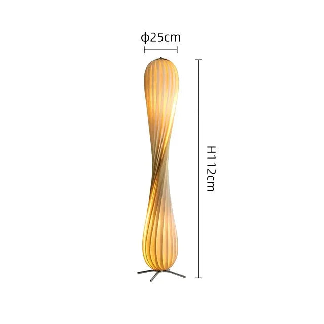 Wabi Sabi Living Room Bedroom Wooden Home Art Retro Simple Floor Lamp Lighting Thousand Layer Curved Small Waist Standing Light