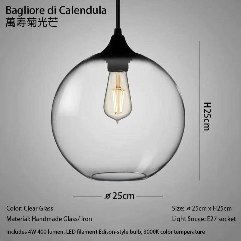 Caren Lighting handmade Glass Modern Nordic hanging loft Glass Pendant Light decor Lights Fixtures led filament dinningroom Lamp