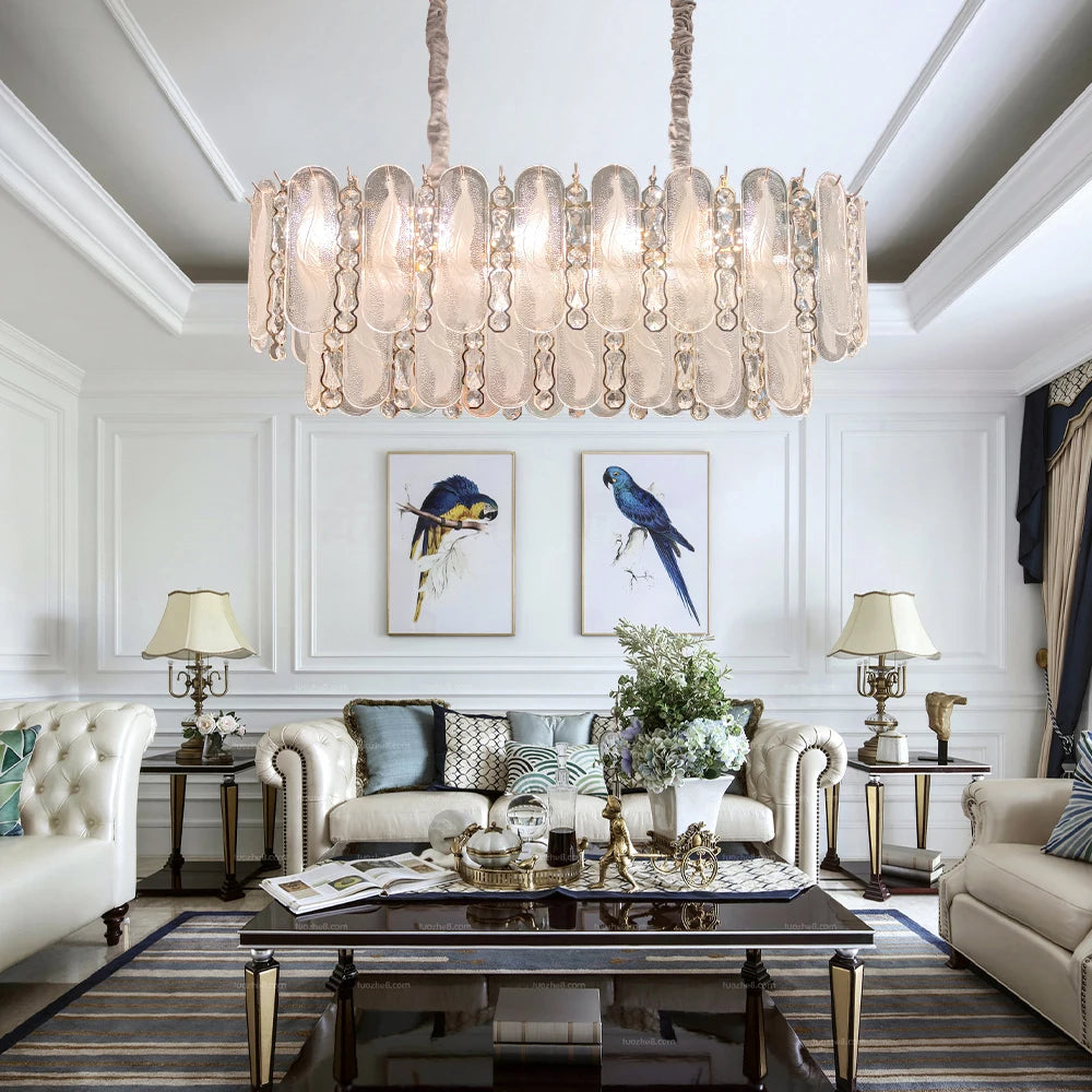 Luxury Large Crystal Chandelier High Ceiling Vila Living Room Rose Gold Crystal Pendant Lights Chandeliers Vintage Lighting Lamp