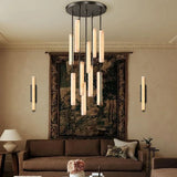 Luxury Spanish Marble Chandelier Brass Hanging Light 3 Color Dimmable Pendant Lamp for Villa Living Room Dining Area Hotel Lobby