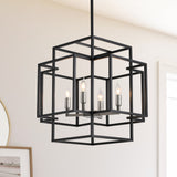 4-Lights Lantern American Style Pendant Lights Fixtures Industrial Farmhouse Hanging Chandelier for Living Room Island Kitchen