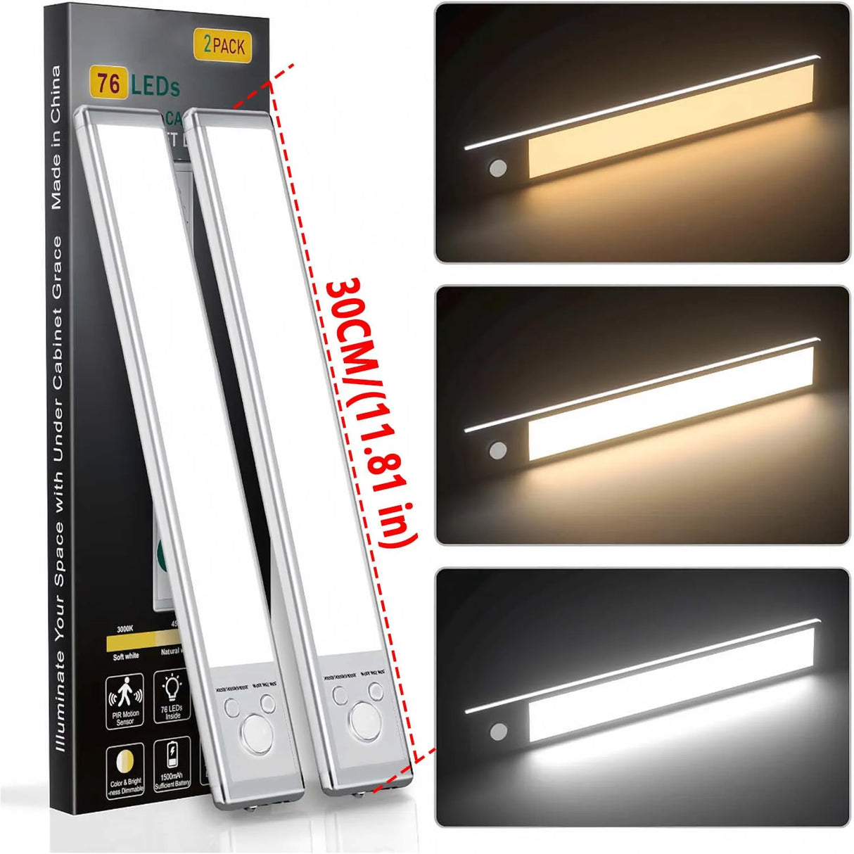 LED Motion Sensor Light Wireless LED Night Light Type C Rechargeable Light Cabinet Wardrobe Lamp Staircase Backlight For Kitchen
