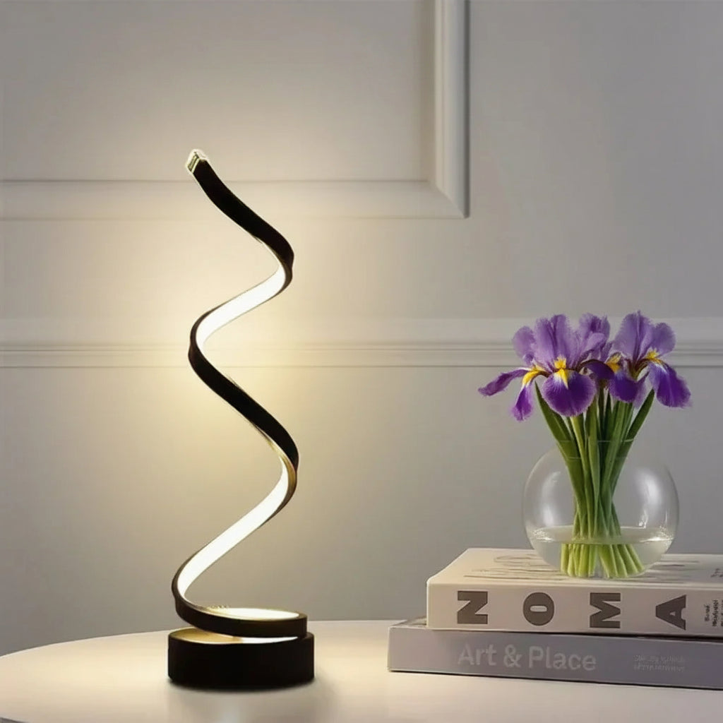 Modern LED Spiral Dimmable Table Lamp - Minimalist Curved Desk Light