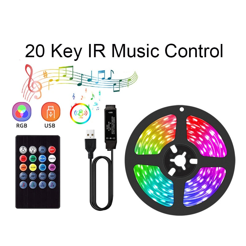 Led Strip Lights Bluetooth Usb Led Strips 5050 Music Sync Rgb Strip 5V Flexible Neon Light Strip For TV Black lights Decoration