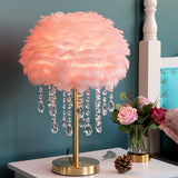 Nordic Feather Crystal Table Lamp Bedroom Ins Girl Warm Bedside Lamp Creative Luxury Romantic Feather Lamp