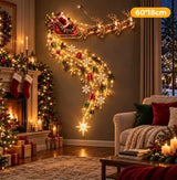 2027 Christmas Magic Trail Wall Light-LED Glowing Xmas Scene Wall Decoration,Santa Sleigh Reindeer Hanging Decor for New Year Pa