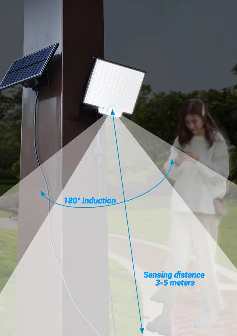 106LED Solar Light Outdoor Waterproof with Motion Sensor Floodlight Remote Control 3 Modes for Patio Garage Backyard Solar Lamp