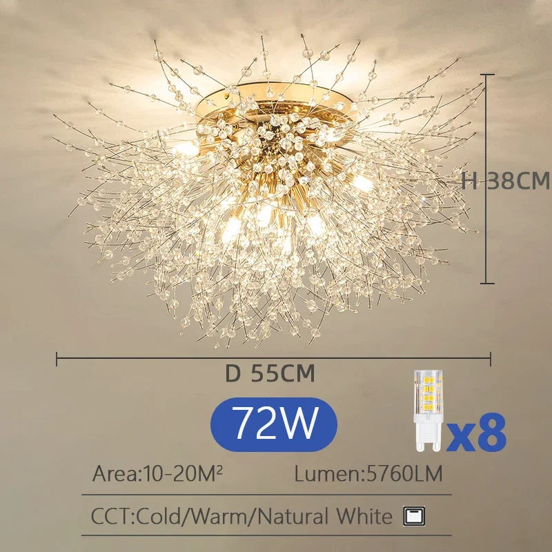 Modern Luxury Living Room Crystal LED chandelier Dandelion Firefly Bedroom Light Lighting Ceiling Pendant Lamp Home Decoration