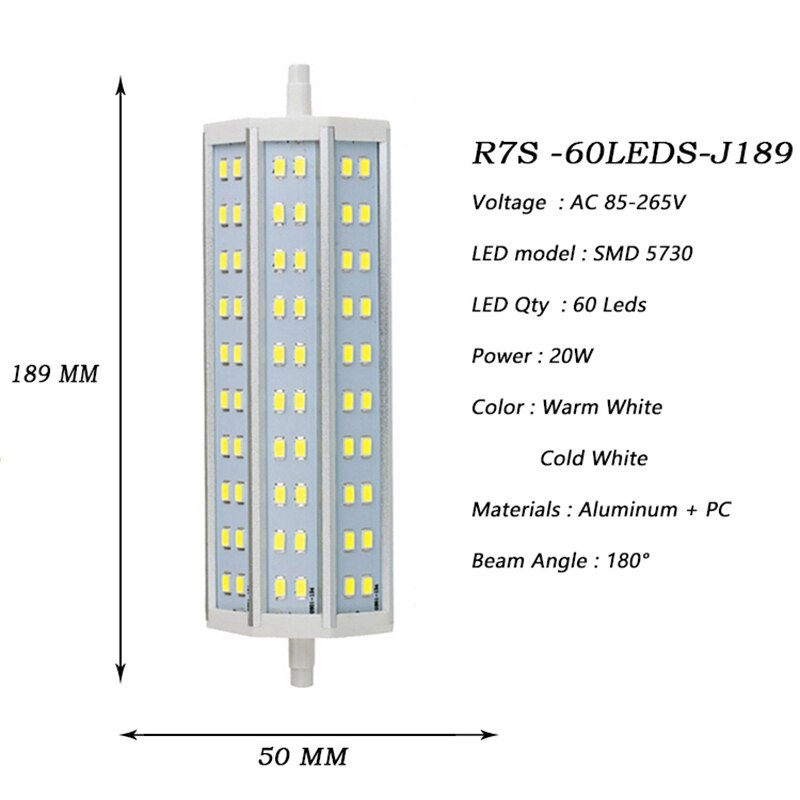LED Dimmable R7S 7W 15W 20W SMD5730 Led r7s 78mm J78 118mm J118 189mm J189 LED Bulb CA85-265V Light Halogen Lamp Litwod