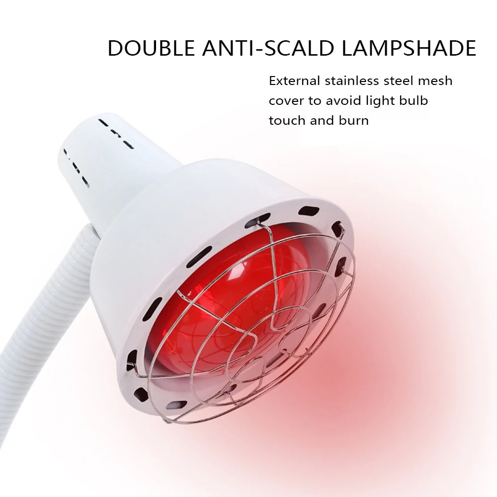 Red Light Therapy LED Electric Infrared Baking Lamp 275W Double-head 360° Adjustable Temperature Heat Lamp Remote Control With Rotating Pulley Base