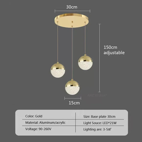 Nordic LED Dining Chandelier Creative Simple Acrylic Half Ball Indoor Pendant Lamp for Restaurant Aisle Corridor Pendant Lamp