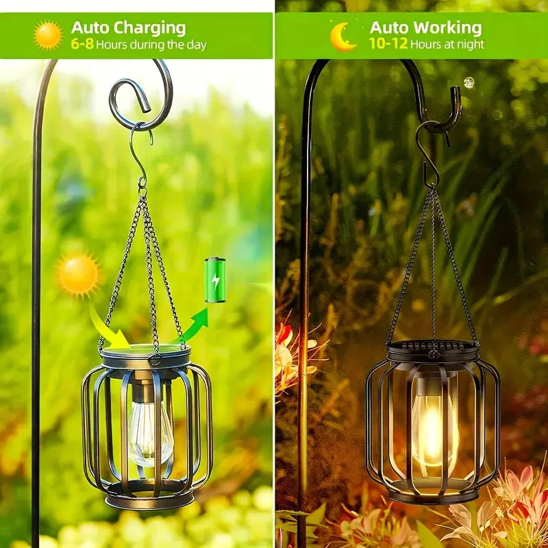 Solar Lanterns Outdoor Lights, Brighter Hanging Solar Lights Outdoor Waterproof, Auto On/Off Outdoor Solar Lights for Garden