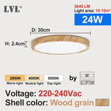 Modern LED Ceiling Light - Wood Grain & Gold 3-Color Home Lighting