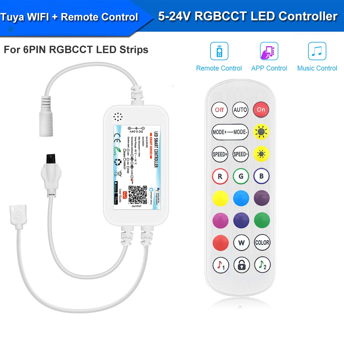 Smart Life APP 5-24V -DW/CCT/RGB/RGBW led Light Strip Wireless Remote Controller Smart Home work with Alexa Google Home