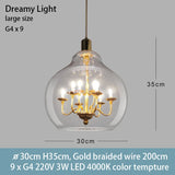 Caren Lighting Dreamy Light Giant Chandelier Black Electroplated Transparent Glass King Edison Ghost Pendant Hand-Blown