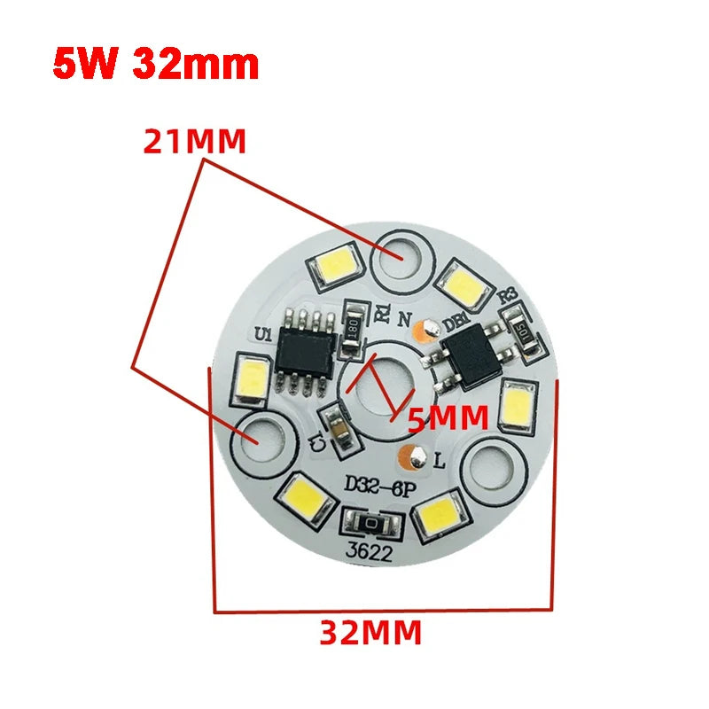 AC 220V Driver-free 2835 SMD Led Chip 3W - 18W 28mm - 120mm Lamp Light Board Bulb Round Light Source