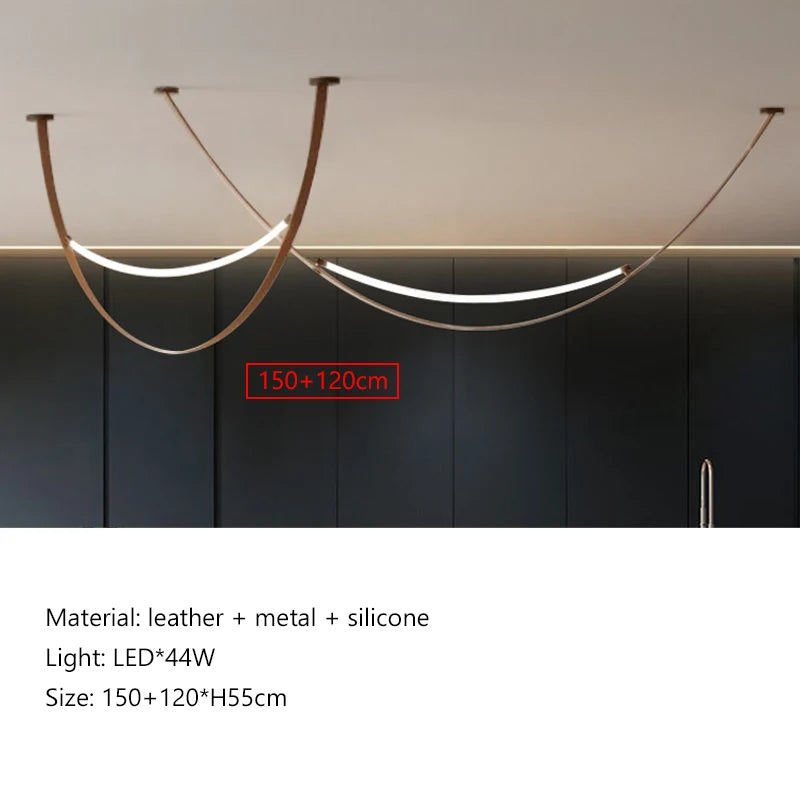Nordic Modern Hanging Pendant Lamp Lustre Minimalist Line Design Led Light Home Decor Living Room Dining Hotel Salon Chandeliers