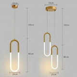 Brass U-shaped tube LED pendant lights Bedroom Bedside Long-line hanging lamp Kitchen Island Dining table Home Decor Luminaires