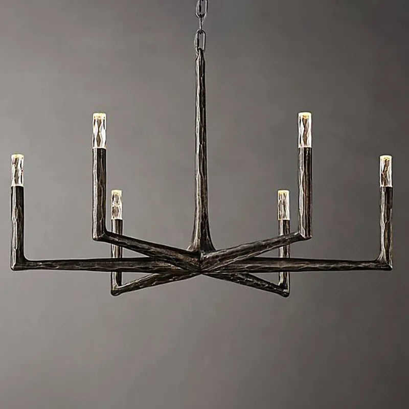 Retro American Old Tree Of 18th Century Copper Crystal LED Chandelier Lustre Suspension Luminaire Lampen For Living Room