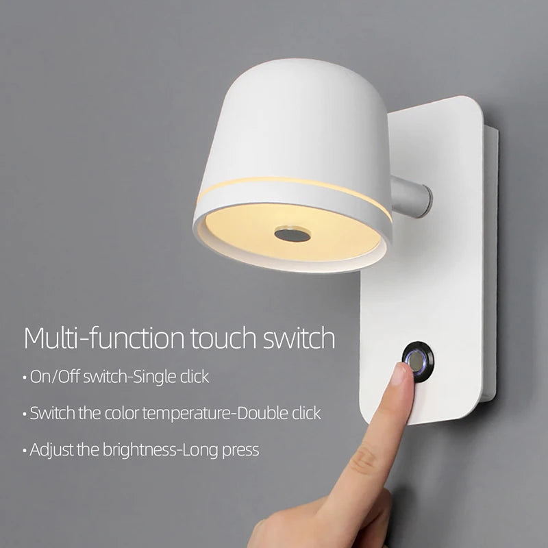  Nordic LED Bedside Wall Lamp Living Room Bedroom Corridor Creative Simple Reading Wall Light Infinite Dimming