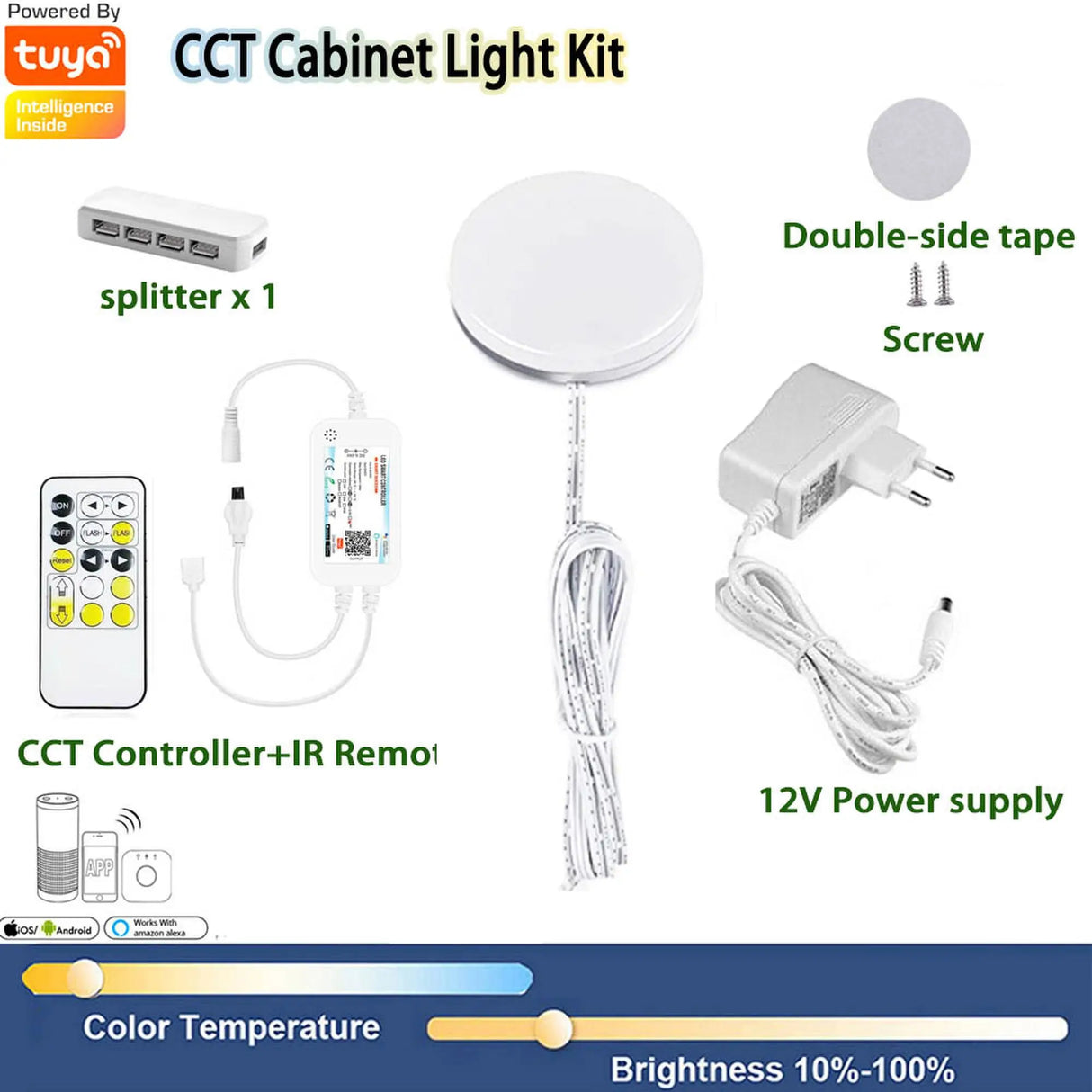 WIFI APP+IR Remote Control RGB/CCT LED Under Cabinet Lighting Dimming Kitchen Counter Furniture Lighting Kit For Decoration