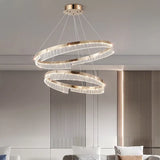 Modern Luxury Style Led Chandelier For Living Room Bedroom Dining Room Pale Gold Luster Lamp Round Ring Design Pendant