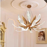 French Luxury Living Room LED Chandelier Bedroom Hotel Villa Glass Art Highend All Copper Pendant Lamp Designer Restaurant Light