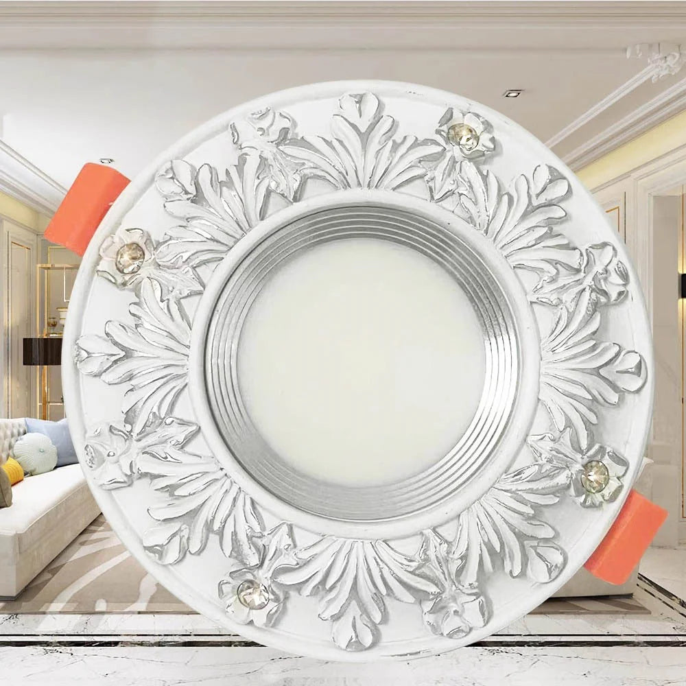 American Pastoral Resin Carving Led Downlight Living Room Restaurant Aisle Lighting Fixtures Loft 7W 5W 220V Recessed Spot Lamp