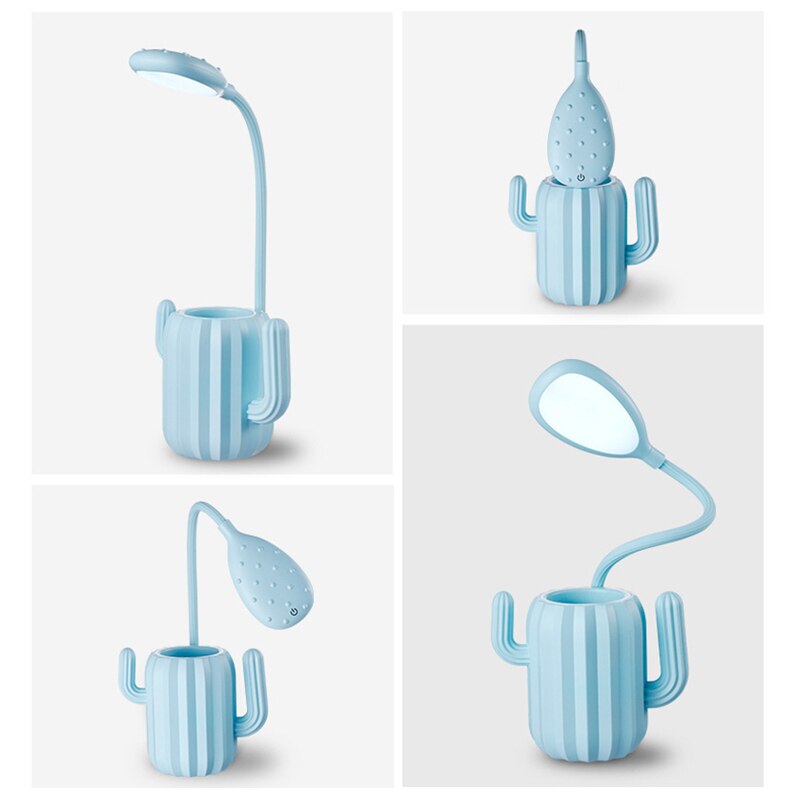 Student lamp Cactus pen holder desk lamp reading eye protection storage table lamp LED charging table lamp gift