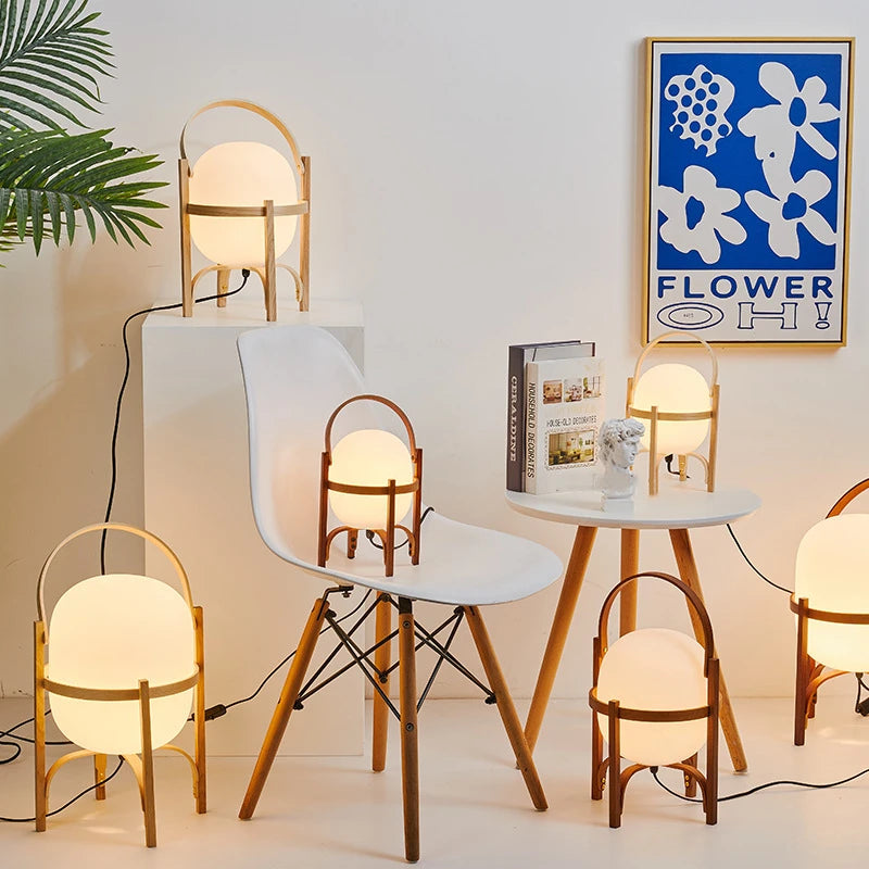  E27 Wood Standing Lamp Modern Simple Art Tabletop Lighting For Living Room Study Bedroom Portable Wooden Table Lamp