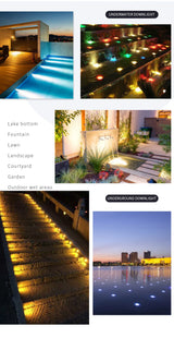 Waterproof Outdoor LED Light, Stainless Steel IP68 Terrace and Garden Ground Light, RGB RGBW, Recessed in Ground Lamp 12V/24V 2W