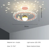 Modern Creative Star Children's Room LED Chandeliers for Bedroom Study Design Ring Lamp Home Decors Cartoon Warm Lighting Fixture