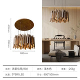 Retro Wooden Hanging Chandelier Light For Dining Living Room Farmhouse Kitchen Table Solid Wood Led Pendant Chandelier Lamp