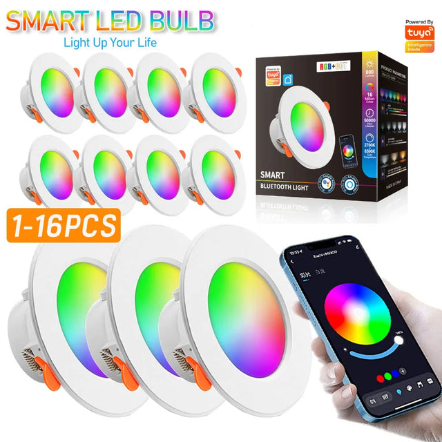 Tuya Smart LED Downlight LED Ceiling Recessed Down Light Dimmable Spot Lamp 10W RGB +CW+WW Changeable LED Downlight