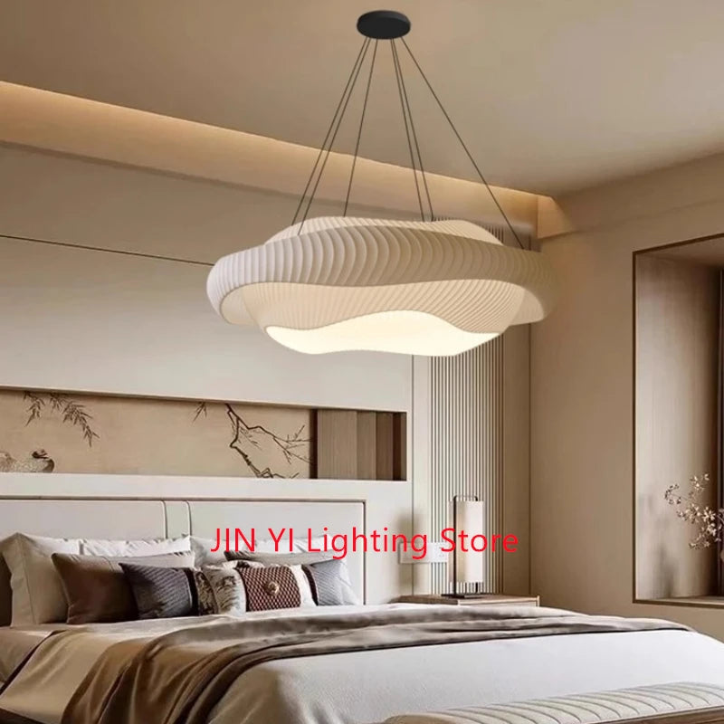 Fabric Bedroom Pendant Lamp  Aesthetic Art Restaurant Bar Table Lamp, Modern Designer Fish Bone Shaped Lighting Fixture